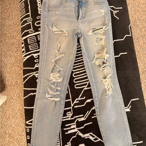 American Eagle Outfitters Light Blue Distressed Skinny Jeans